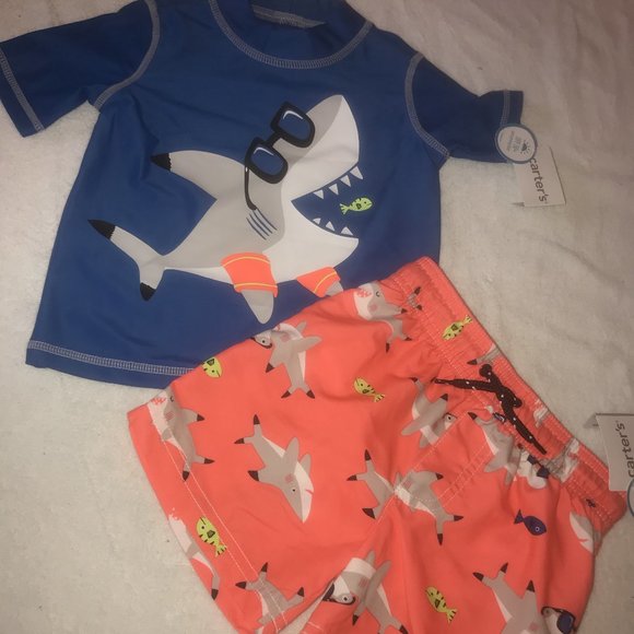 NWt carters 2t 2rash guard swim trunks 2Pc $54